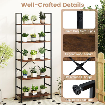 Wooden Storage Bookcase Ladder Shelving Unit