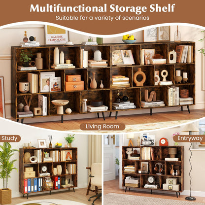 Bookcase 80/100/120/140 CM Storage Organizer with 4/5/5/5 Tapered Metal Legs