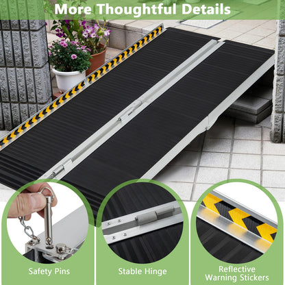 Portable Aluminum Wheelchair Ramp with Transition Plate