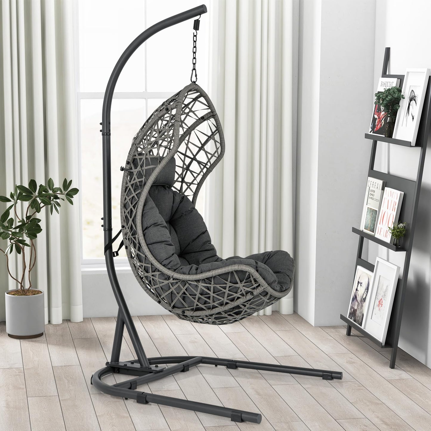Swing Egg Chair with Stand for Garden Patio Yard Living Room