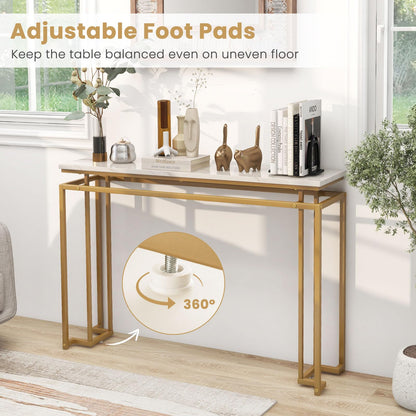 120cm Long Faux Marble Slim Entryway Table Sofa Side Table