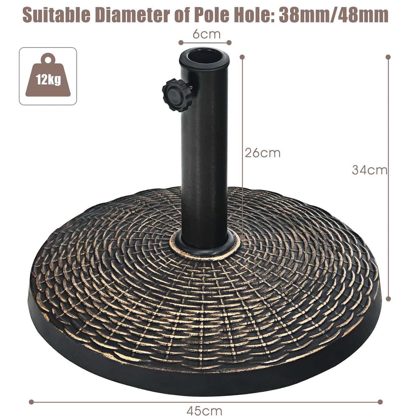 45 x 45 x 34cm Heavy Duty Umbrella Stand Holder