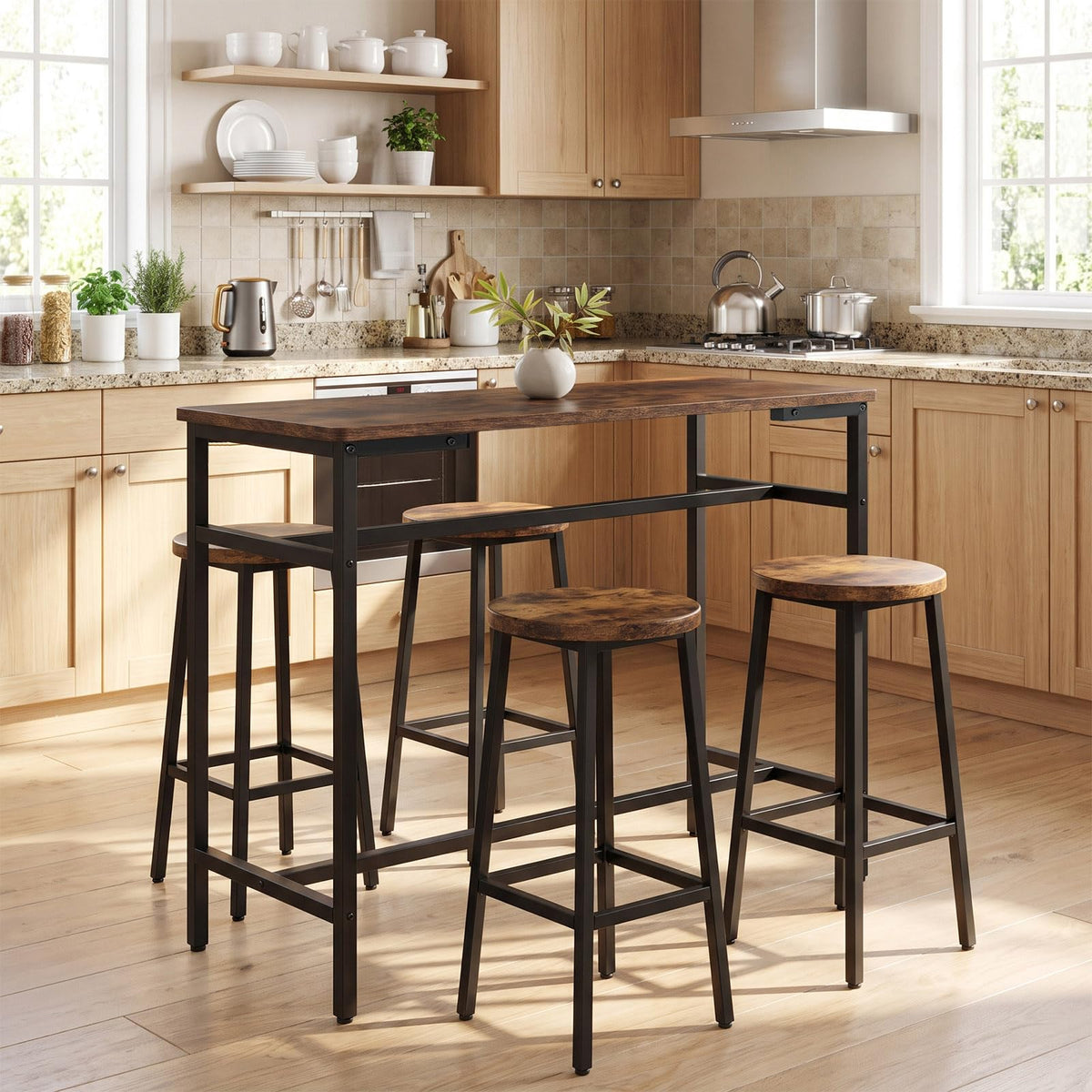 100cm Industrial Bar Table with Footrest