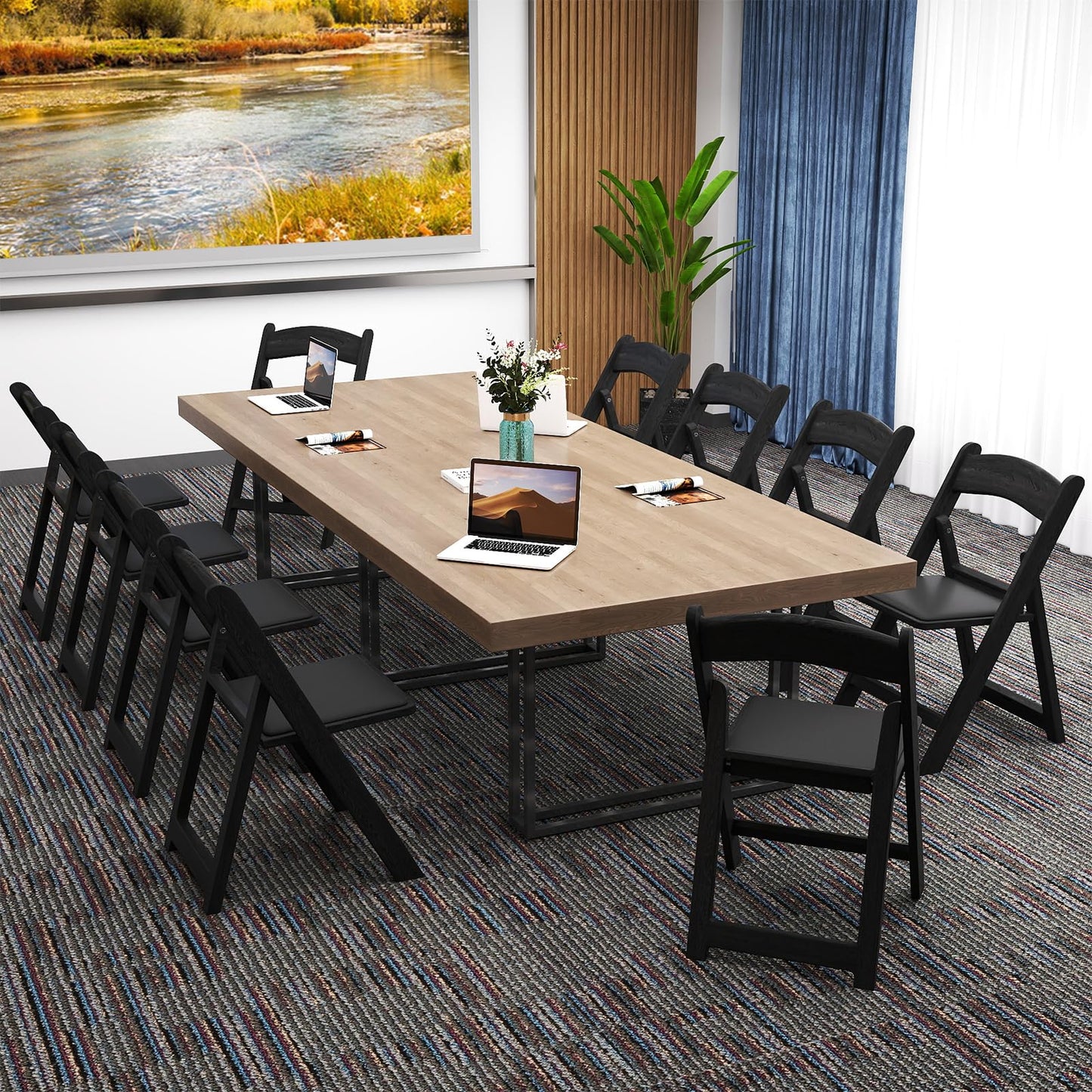 4 Pack Resin Folding Chairs, 500KG Static Load Dining Chairs