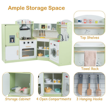 Wooden Corner Play Kitchen with Sounds and Lights