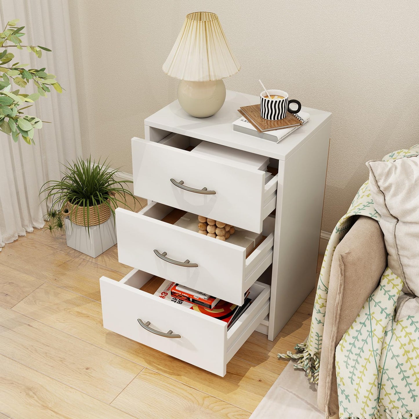 3-Drawer Nightstand with Storage for Living Room Bedroom