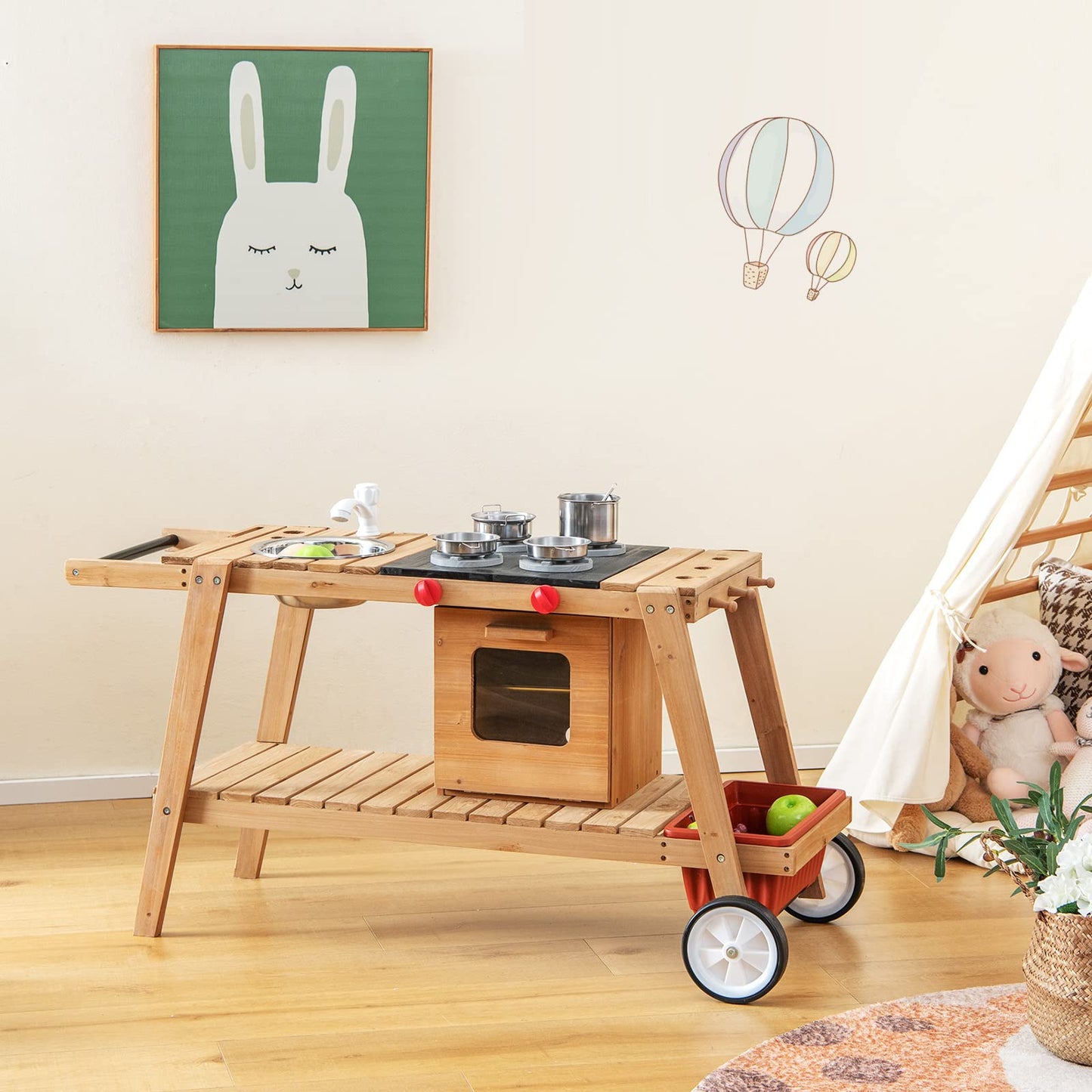 Outdoor Wooden Mud Kitchen for Kids Toddlers