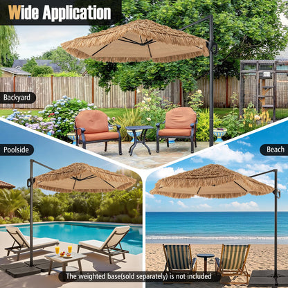 2.7m Cantilever Tiki Parasol Hawaiian Style Patio Beach Umbrella with Vented Top