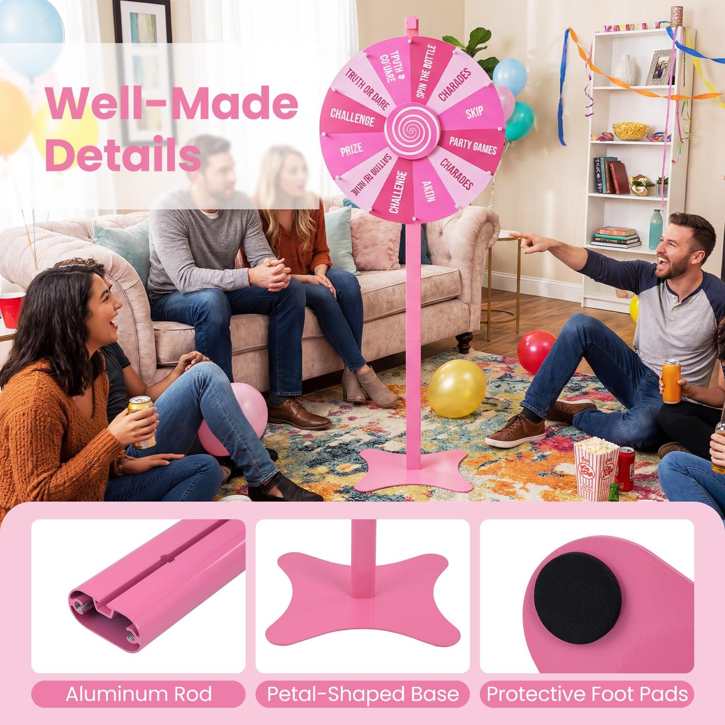 Tabletop or Floor Standing Spinning Prize Wheel with Blackboard Marker