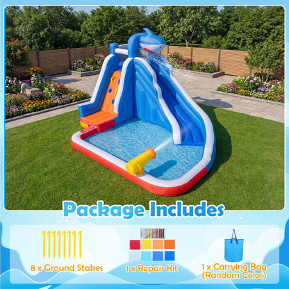 Inflatable Bouncy Castle, Jumper House Water Pool Slide Activity Center with Water Slide