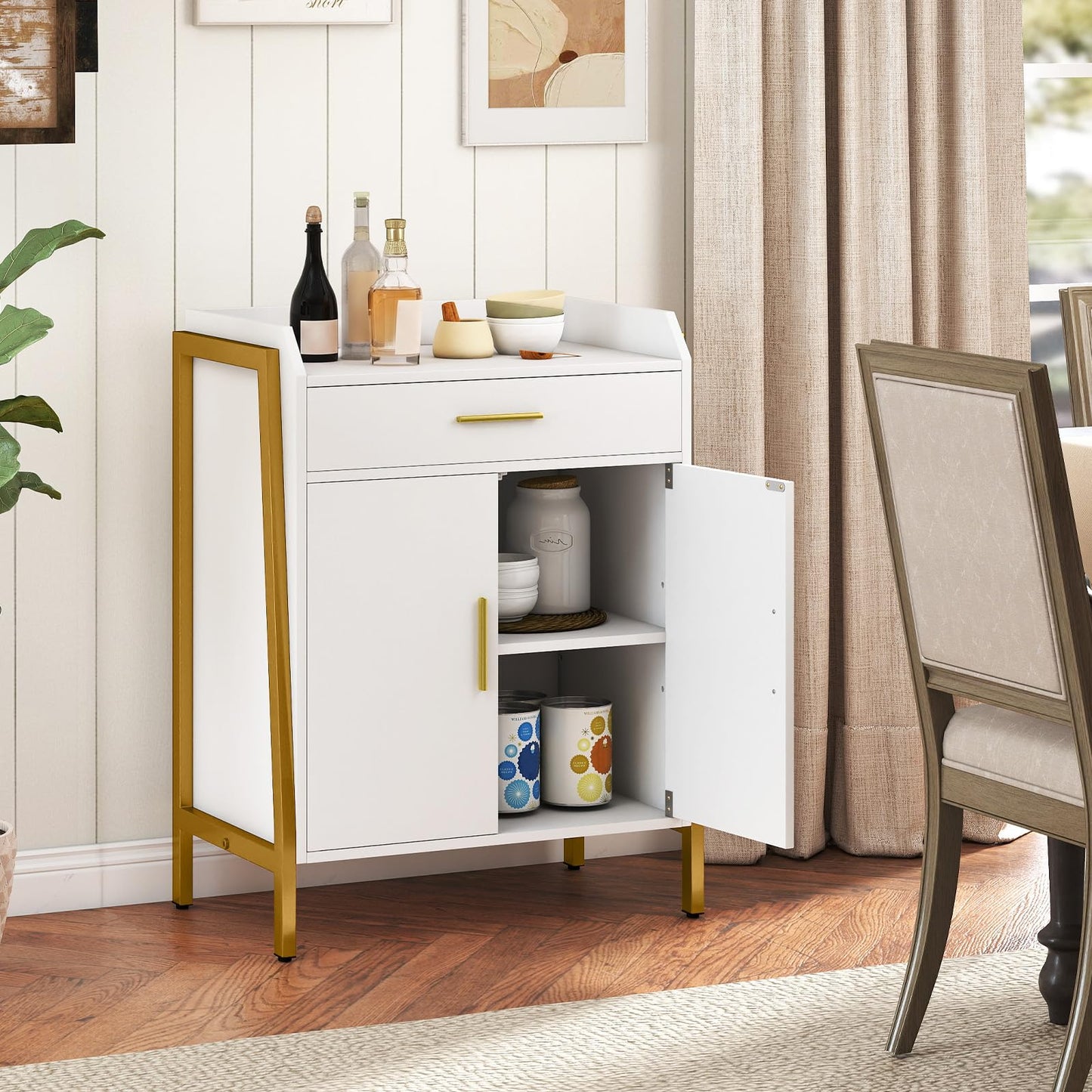 Storage Cabinet, 2 Door Buffet Sideboard with Adjustable Shelf