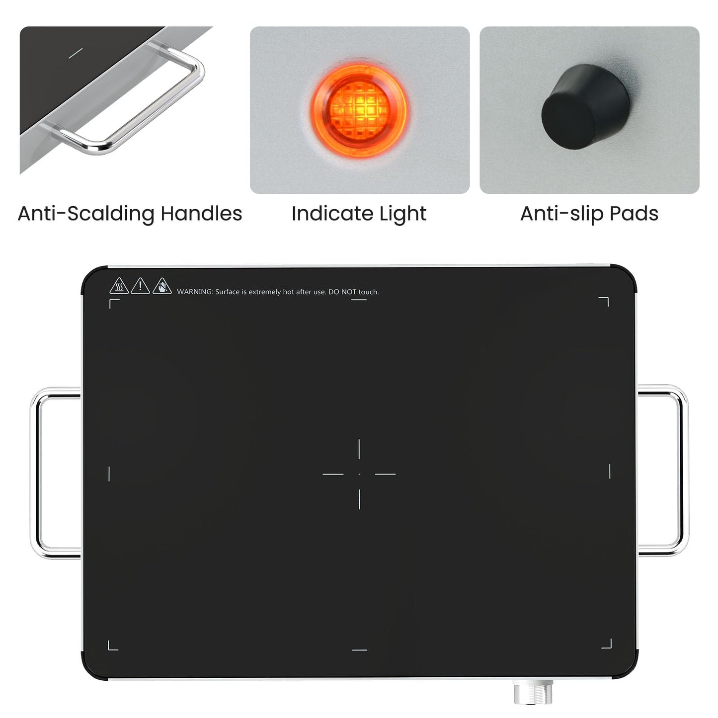 Electric Warming Tray with 53 x 40cm /40 x 30 cm Surface and Anti-Scalding Handles
