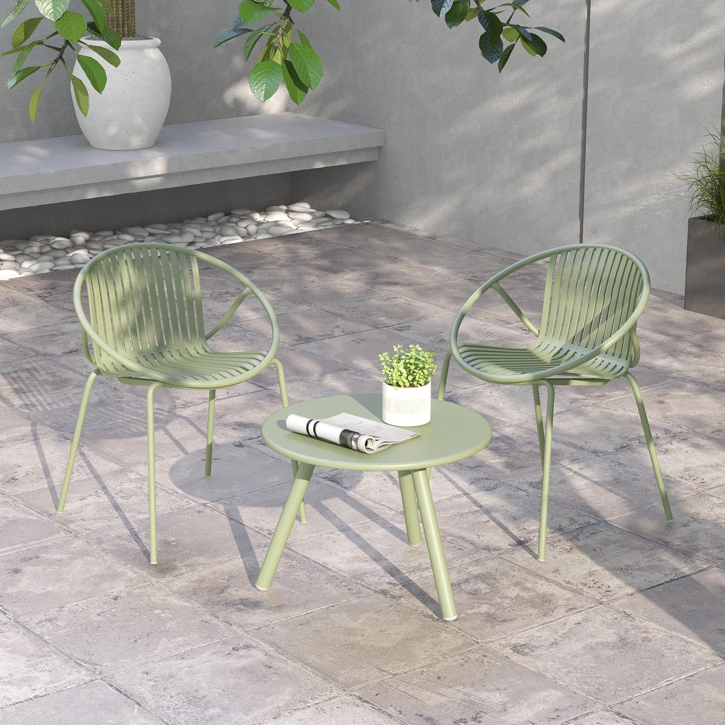 All Weather PP Patio Conversation 3 Pieces Bistro Set with Round Coffee table