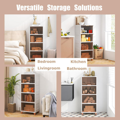 4-Tier Storage Bins Stackable Storage Containers with Magnetic Doors