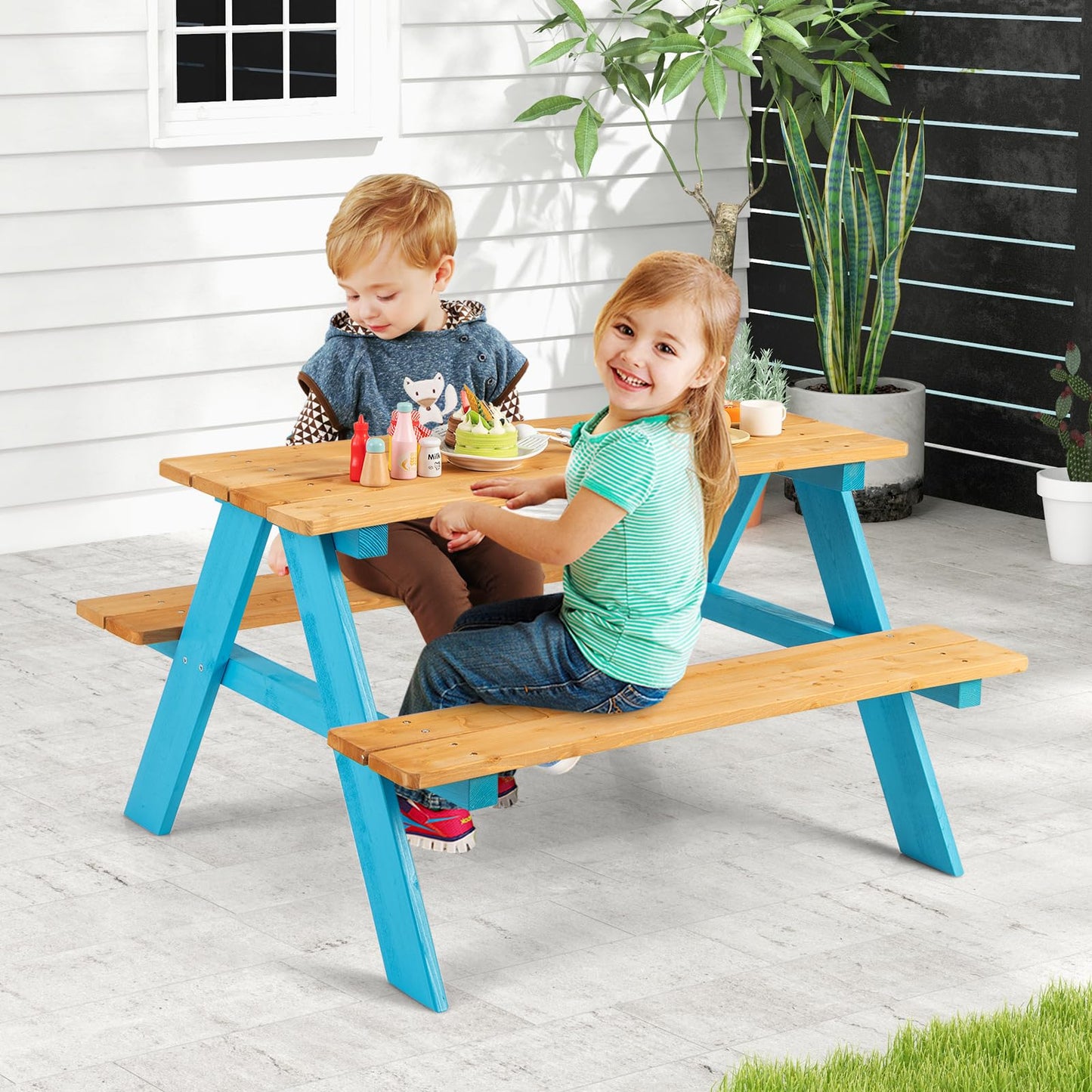 Fir Wood Children Garden Furniture with Benches