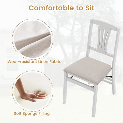 Set of 2 Folding Dining Chairs with Soft Padded Seat and Hollow-out Backrest