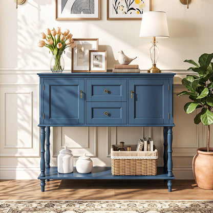 Vintage Console Table with 2 Drawers, 2 Door Cabinets