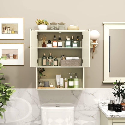 Bathroom Wall Cabinet with Open Shelf and Adjustable Shelf