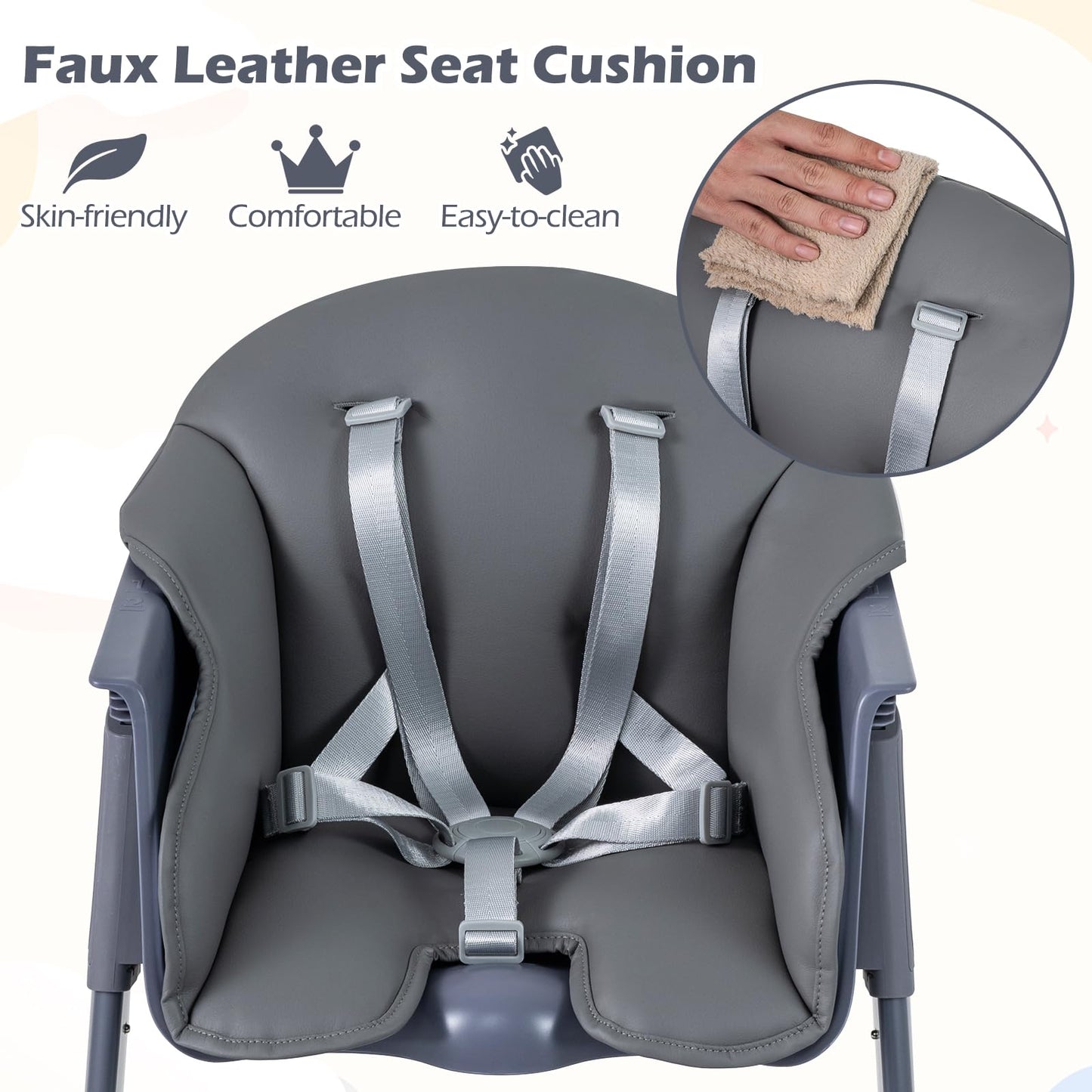 Baby High Chair, 3-in-1 Toddler Highchair with Adjustable Tray