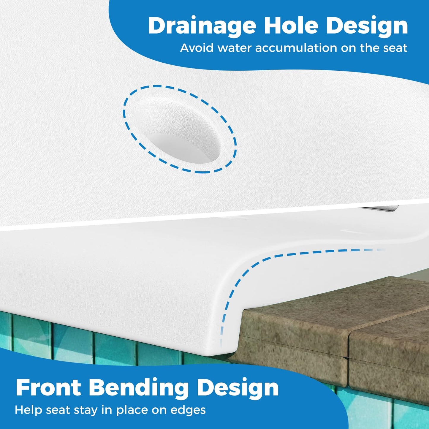 Poolside Chairs with Handle and Back Support for Edge of Pool