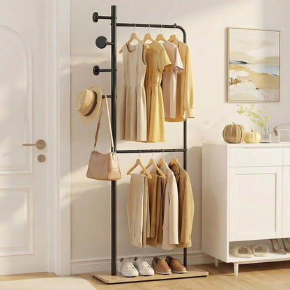 Heavy-Duty Clothes Rail, Metal Clothes Rack Garment Coat Stand with Double Rails