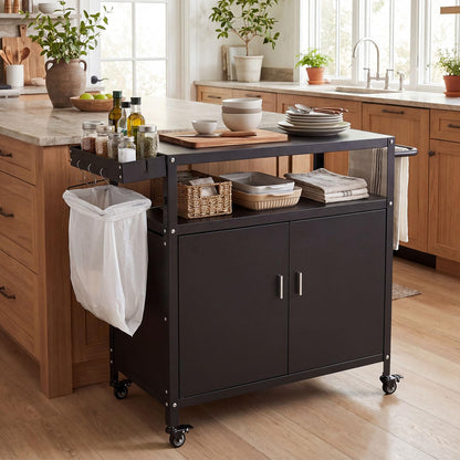 Outdoor Grill Cart with Storage Side Handle and Metal Top