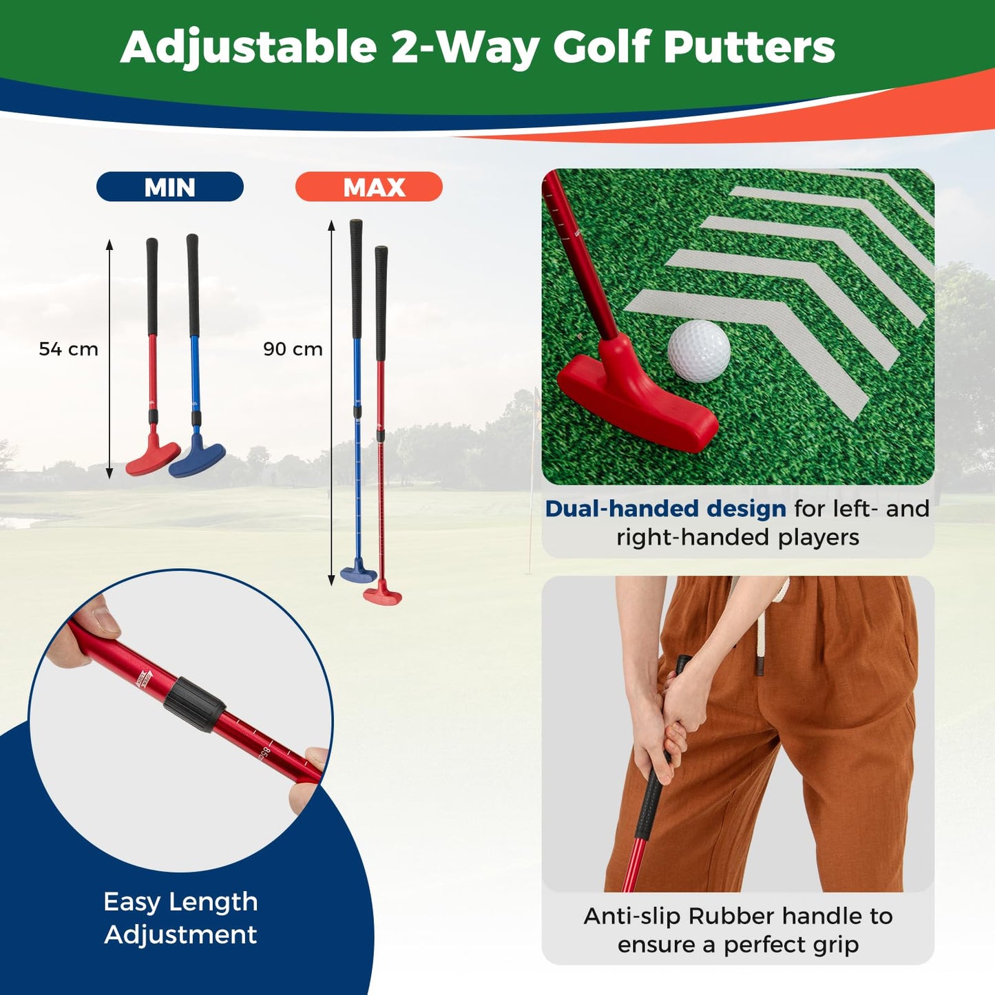 11 FT Putting Green Mat with 2 Adjustable Putters 6 Balls and 12 Hole Covers for Party