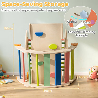 Toddler Climbing Frame, 8-in-1 Wooden Kids Climber with Arch