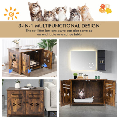 Industrial Wooden Kitty Hidden Washroom Toilet with Side Entrance and Cutout Handle