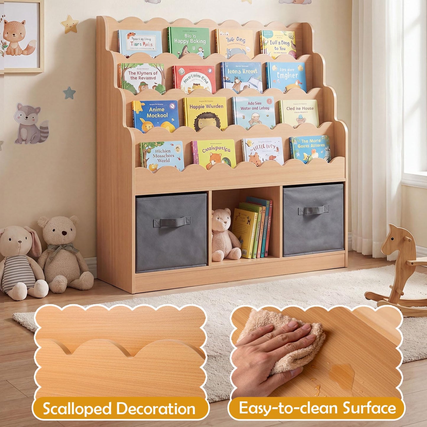 Kids Bookcase, Children Storage Shelf