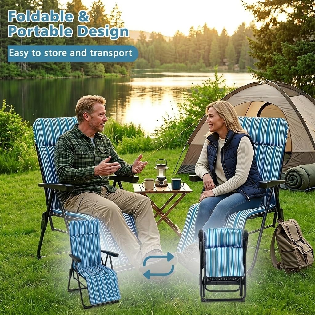 Foldable Sun Lounger Recliner with Adjustable Backrest Headrest and Armrests
