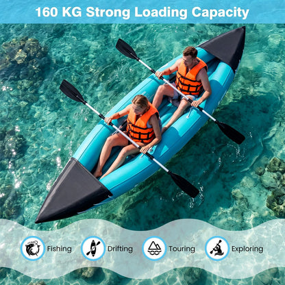 Heavy Duty Tandem Touring Kayak with Aluminum Paddles and Fin