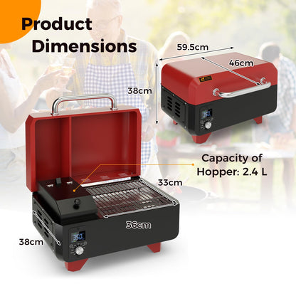 8-in-1 Portable Pellet Grill with Digital Control and Meat Probe for Backyard