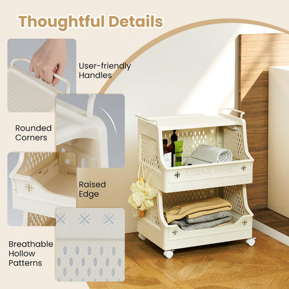 3/4/5/6 Tier Rolling Laundry Basket with Wheels and Handles for Laundry Room