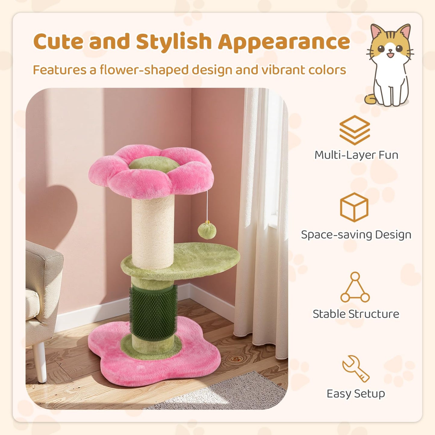 Cat Tree, Multi-Layer Cats Tower with Padded Plush Perch