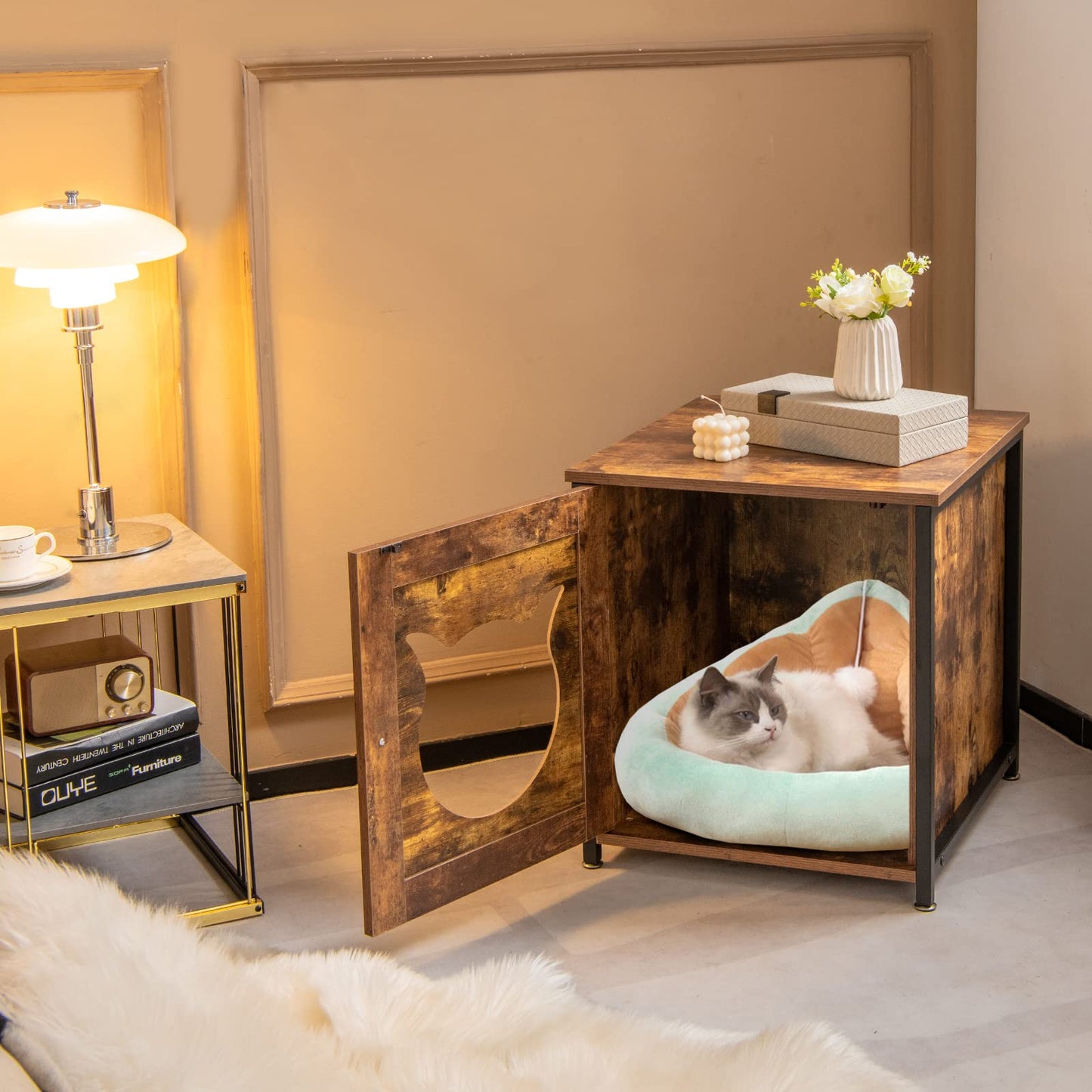 Wooden Kitty Hidden Washroom Toilet with Ventilated Hole