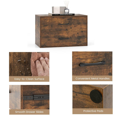 Stackable 2-Drawer Dresser with Anti-scratch Pads and Anti-tipping Devices