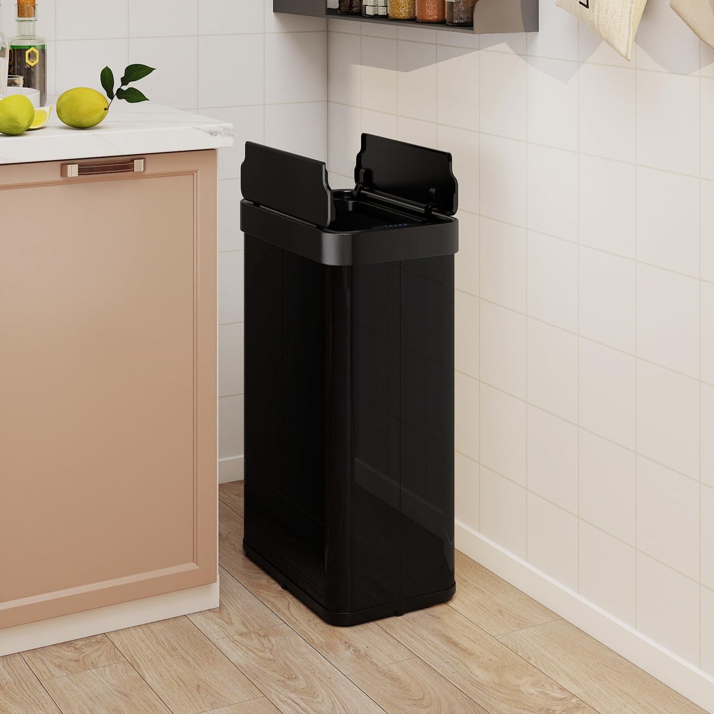 60L Automatic Kitchen Bin, Touchless Infrared Motion Sensor Waste Bin with Soft Closure Lid