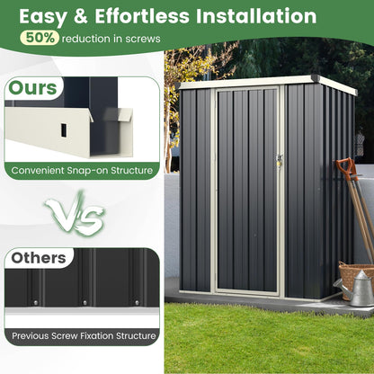 4 x 3ft Metal Garden Shed, Galvanized Outdoor Storage Shed with Lockable Door