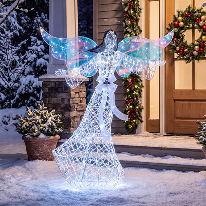 Pre-lit Christmas Angel, 3D Glittered Angel with LED Lights