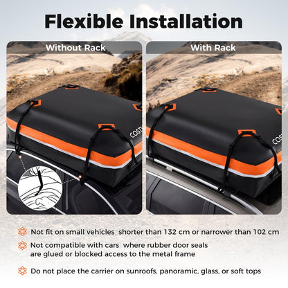 15/21 Cubic Feet Car Roof Bag, 100% Waterproof Roofing Cargo Carrier with Anti-Slip Mat