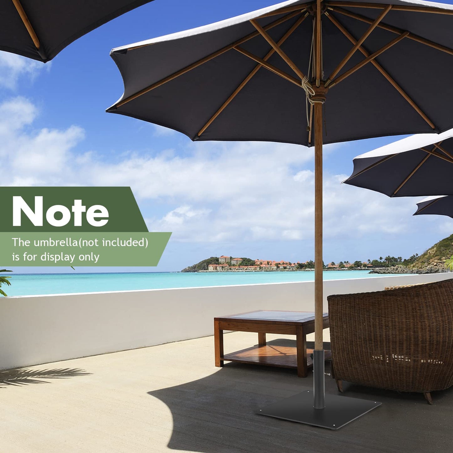 50 CM Patio Umbrella Base with 4 Adjustable Footpads for Patio Poolside