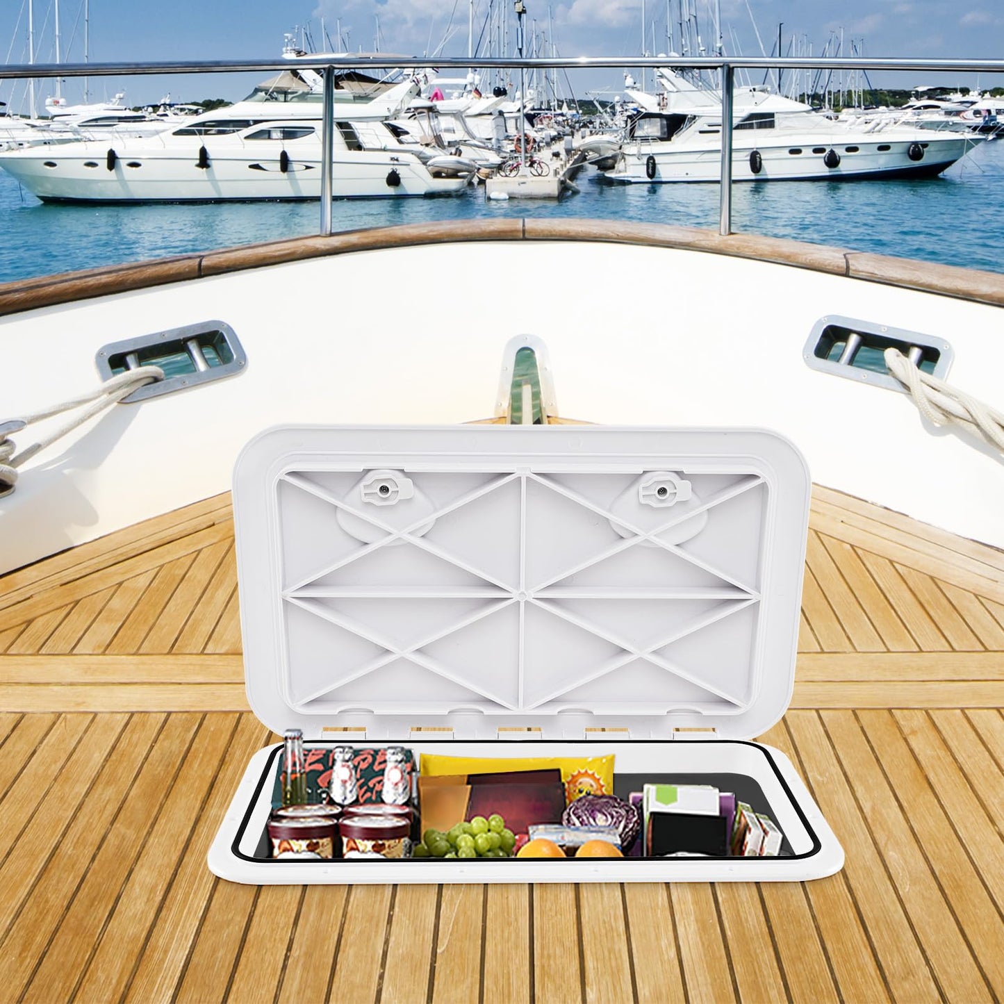 61 x 35CM Boat Hatch with 180° Lid Hinge and Non-Slip Surface