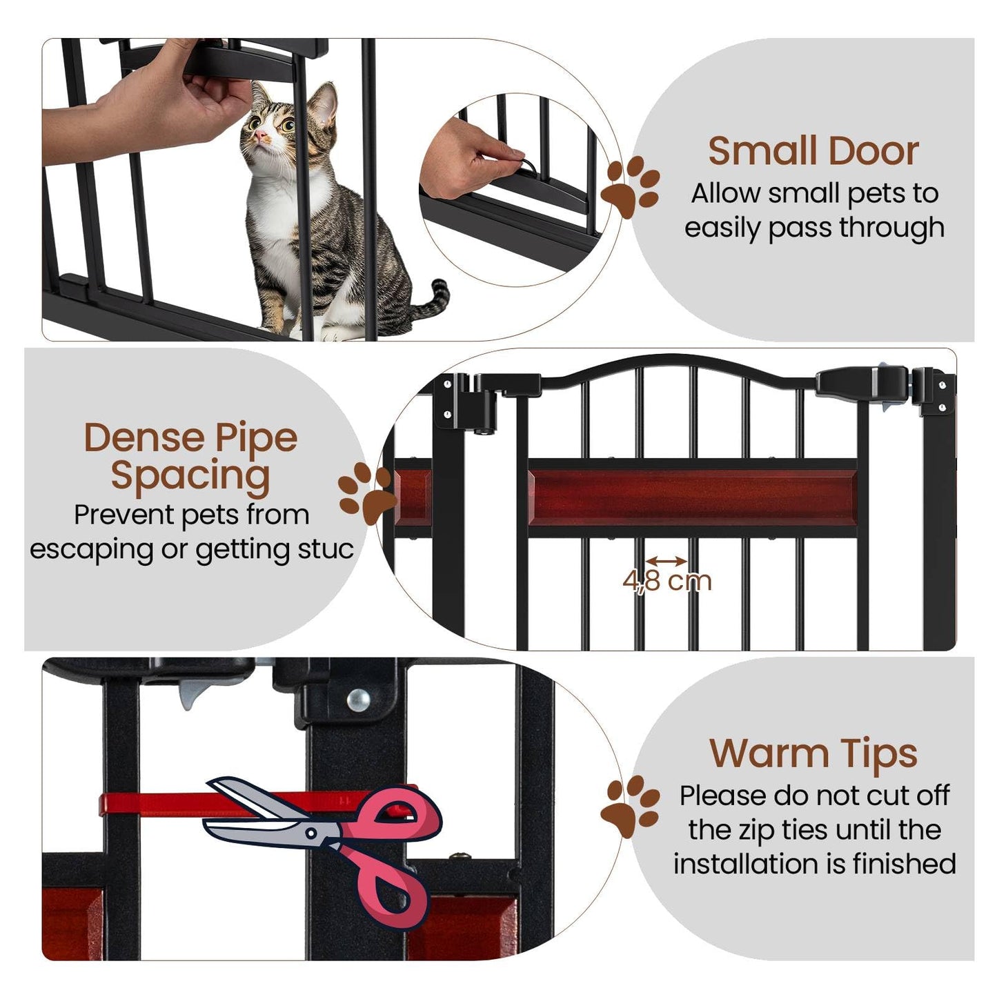 Extra Wide Walk Through Pet Gate with Small Door and 2 Extensions