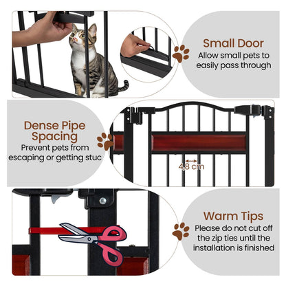 Extra Wide Walk Through Pet Gate with Small Door and 2 Extensions