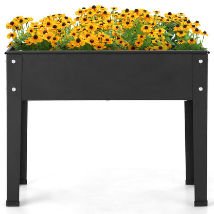 GiantexUK Raised Garden Bed, Metal Elevated Planter Box with Drainage Hole & Rolled Edges