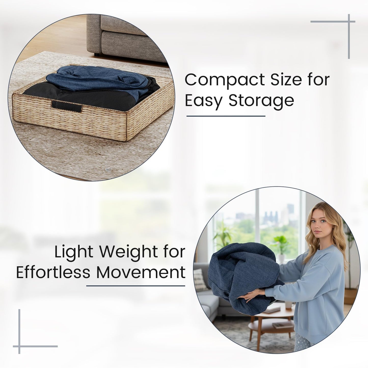 Inflatable Lounge Chair Ergonomic Blow Up Lazy Sofa with Detachable Cover and Anti-Slip Base