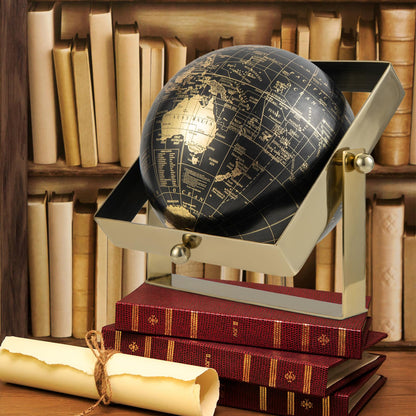 Giantex 25cm World Globe 720° Rotating Antique Earth Map with Square Frame Stand