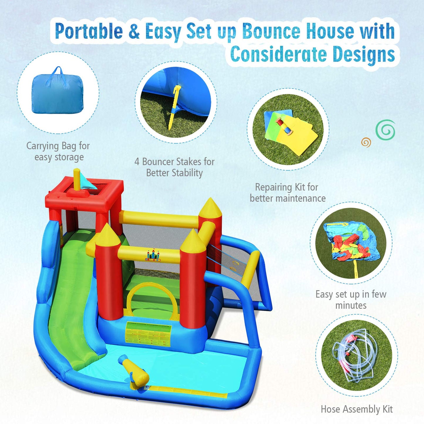 Kids Inflatable Water Park with Slide for Summer Outdoor Play