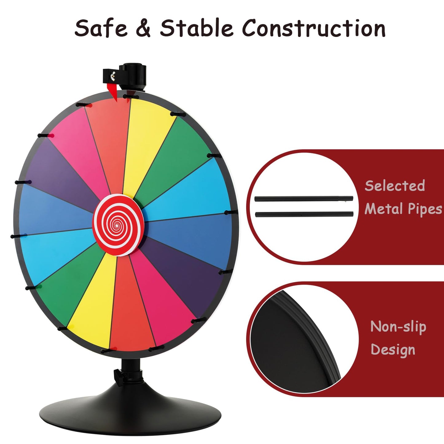 60 cm Spinning Prize Wheel Dual Use with Stand